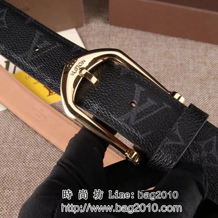 路易威登LV 全新Monogram Ecli se帆布 LV Initiales搭扣 男士皮帶 LHG1239